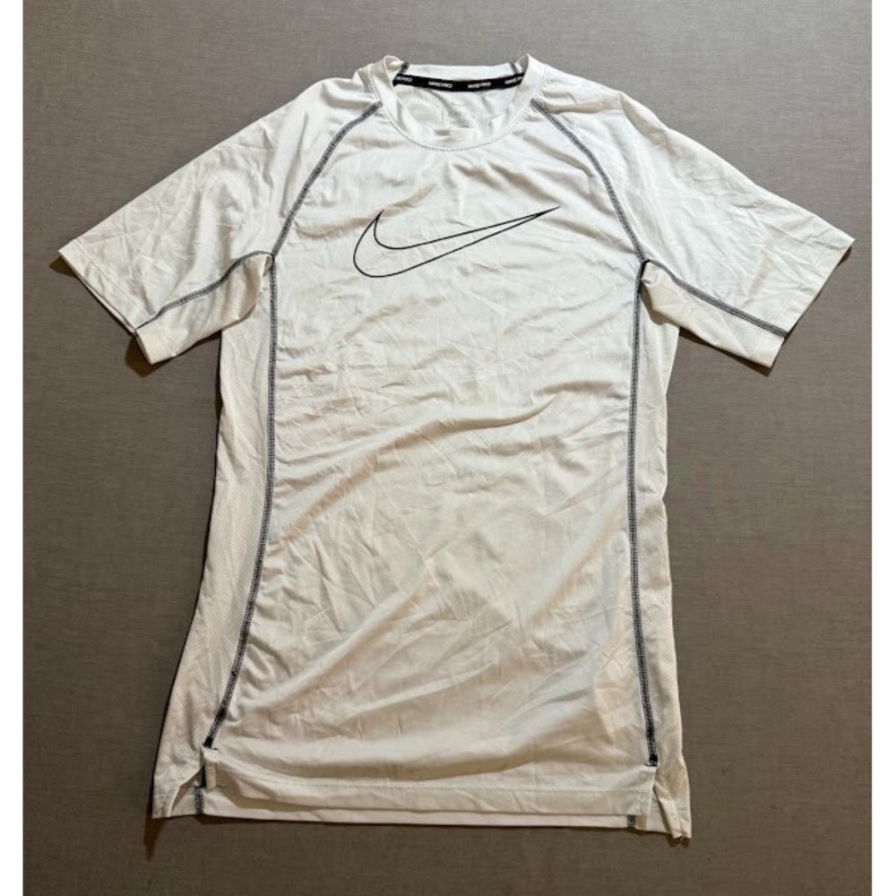 Nike White Short Sleeve Athletic Tee with Black Swoosh